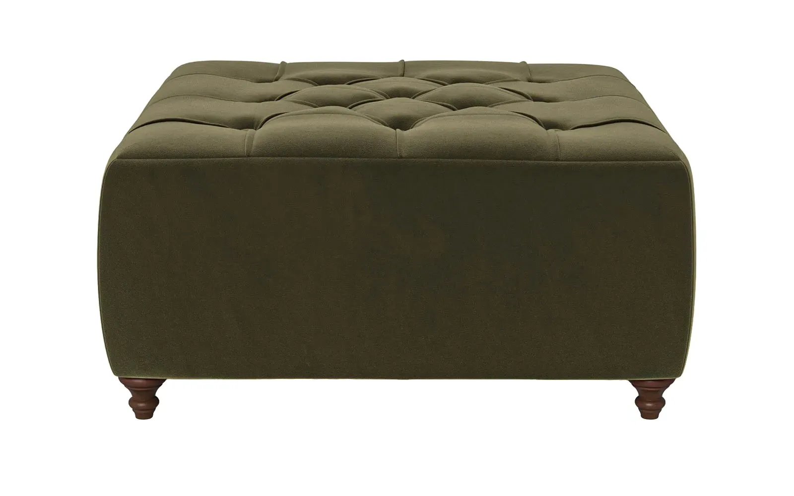 Davina Square Ottoman - Boxwood Green, Performance Velvet