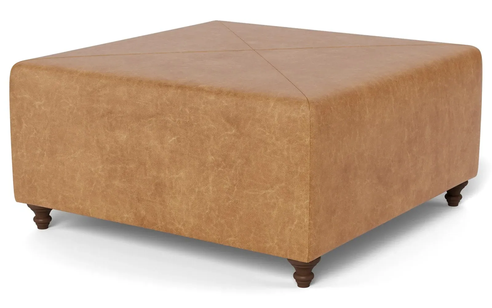 Davina Square Ottoman - Caramel, Leather