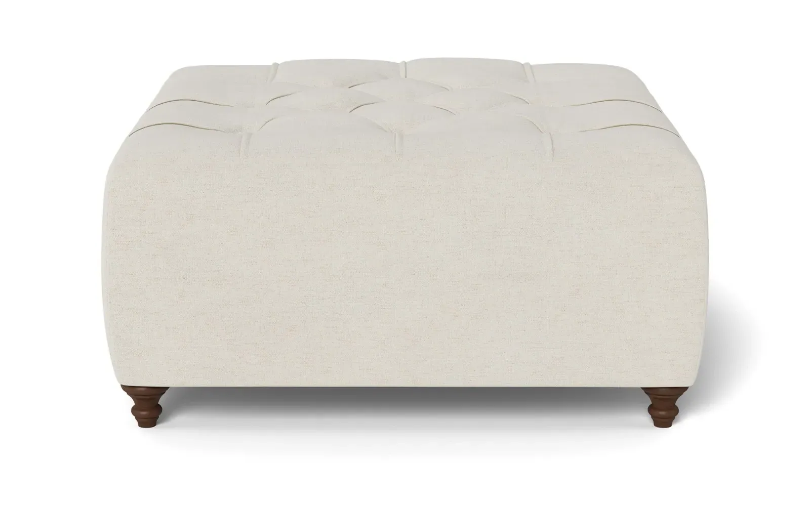 Davina Square Ottoman - Heathered Ivory, Chenille