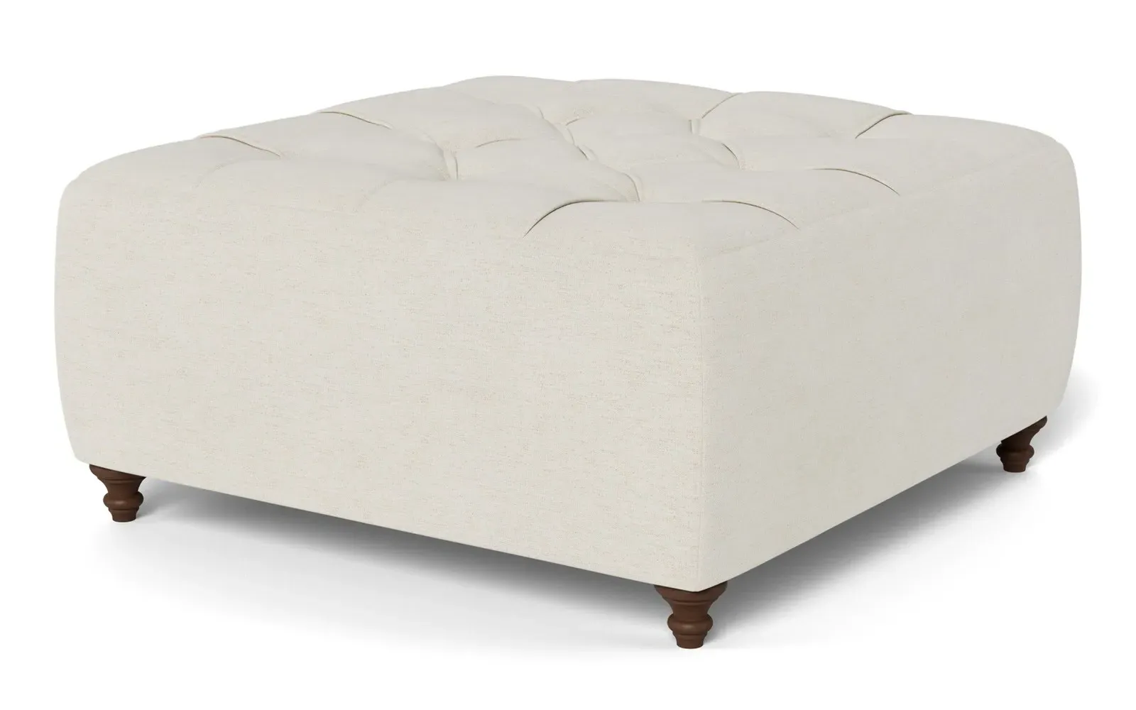 Davina Square Ottoman - Heathered Ivory, Chenille