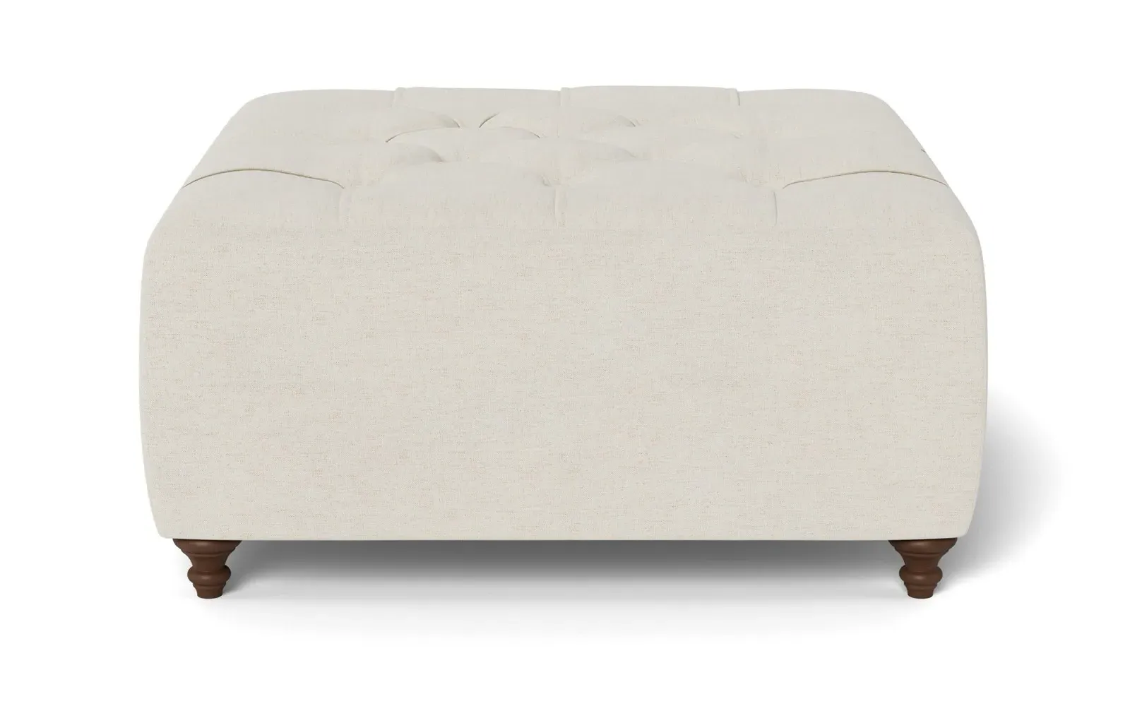 Davina Square Ottoman - Heathered Ivory, Chenille