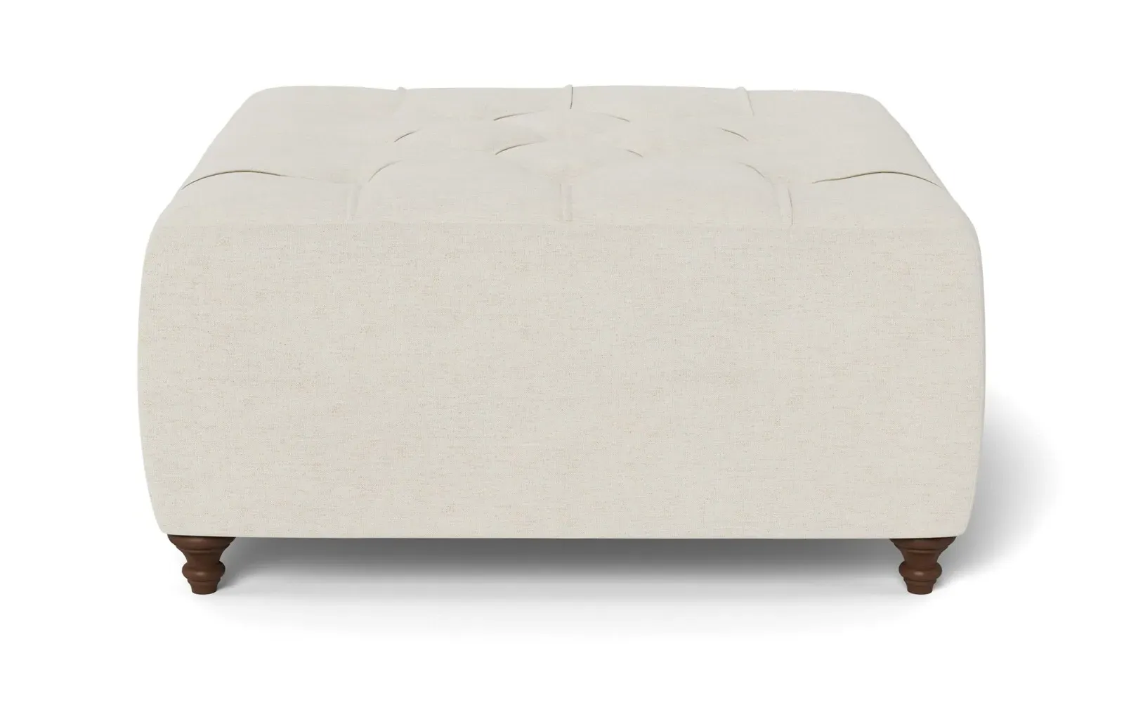 Davina Square Ottoman - Heathered Ivory, Chenille