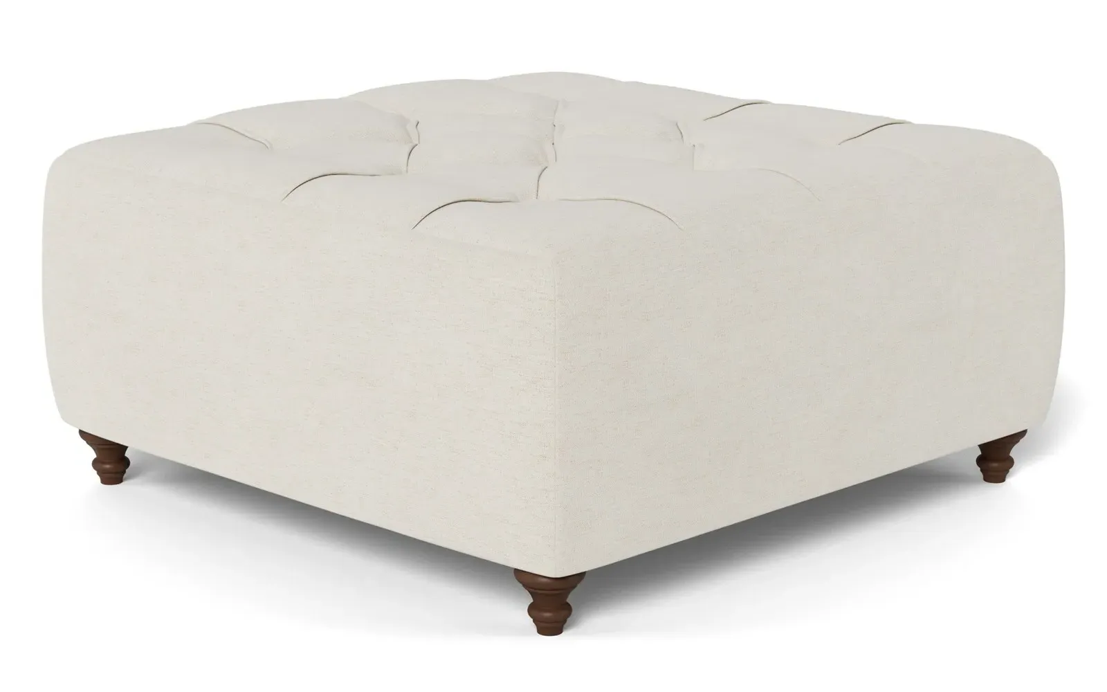 Davina Square Ottoman - Heathered Ivory, Chenille