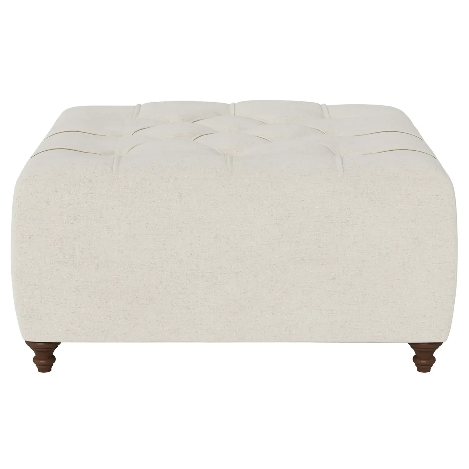 Davina Square Ottoman - Heathered Ivory, Chenille