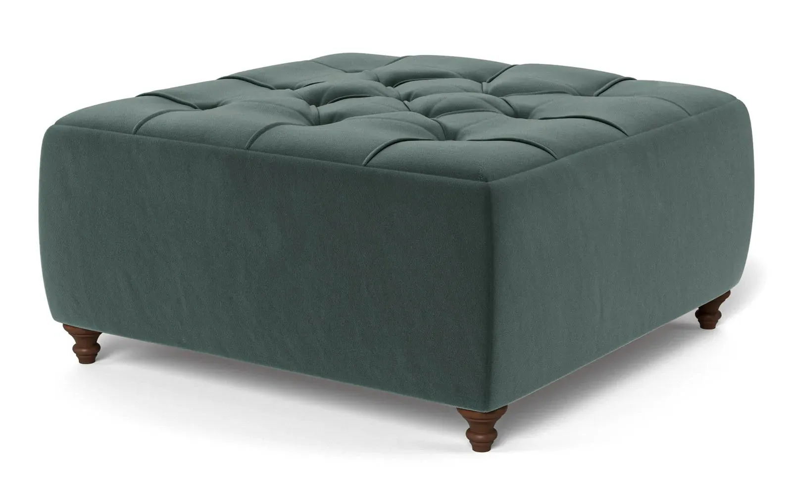 Davina Square Ottoman - Lagoon, Performance Velvet