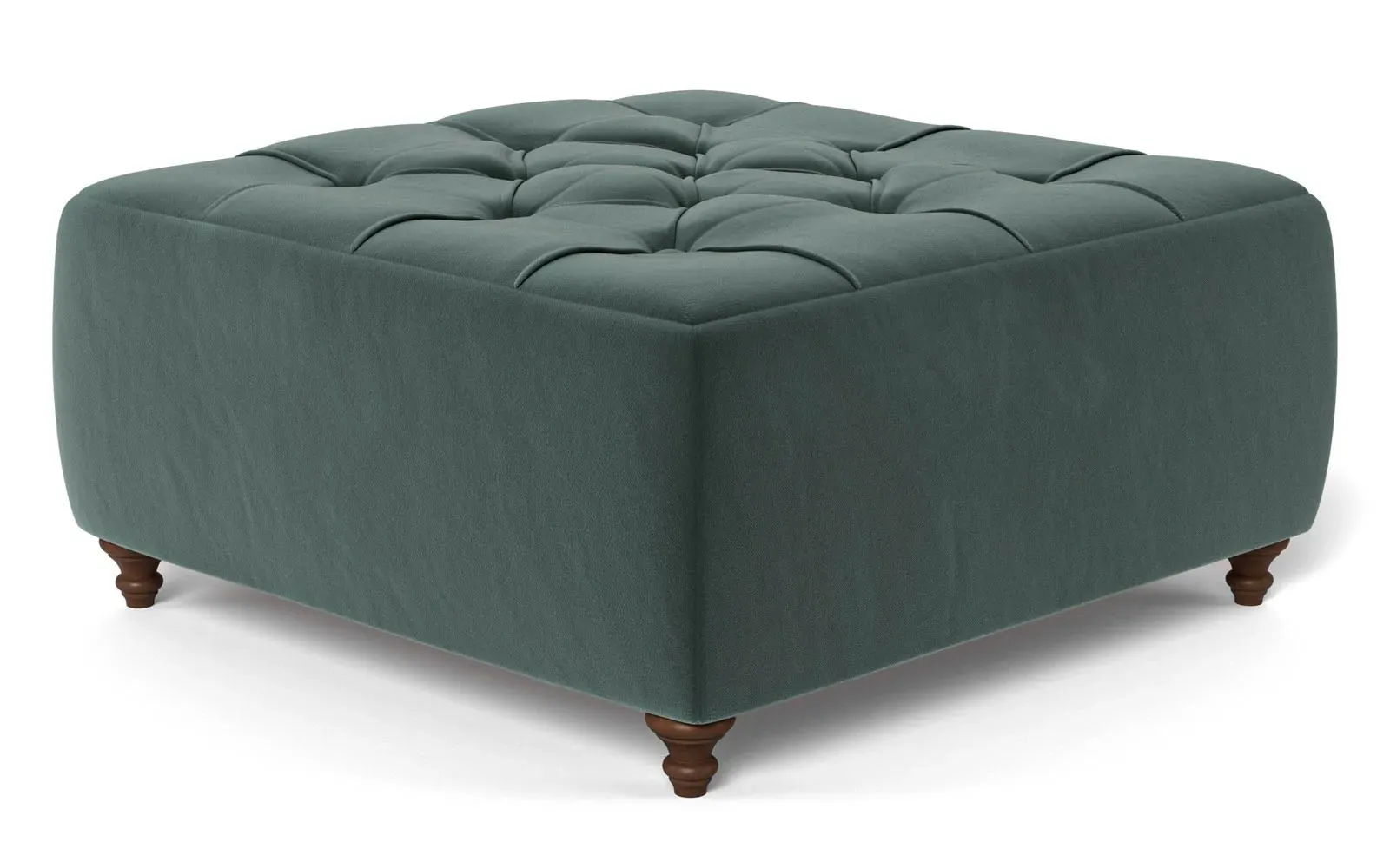 Davina Square Ottoman - Lagoon, Performance Velvet