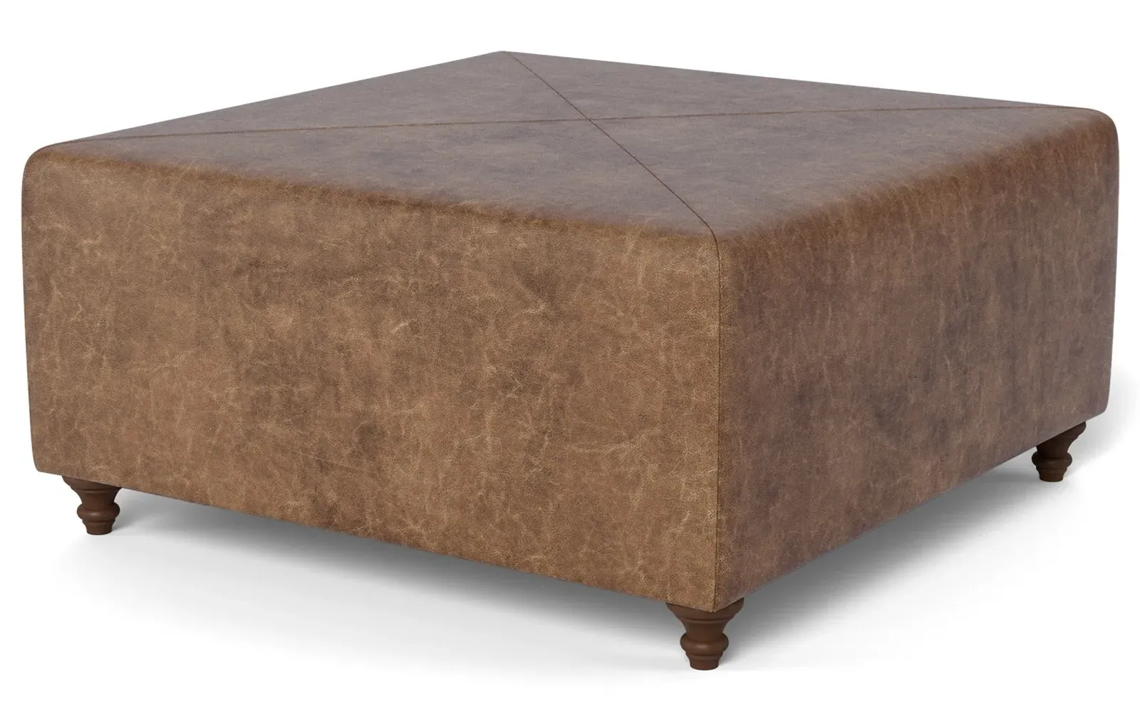 Davina Square Ottoman - Milk Chocolate, Leather