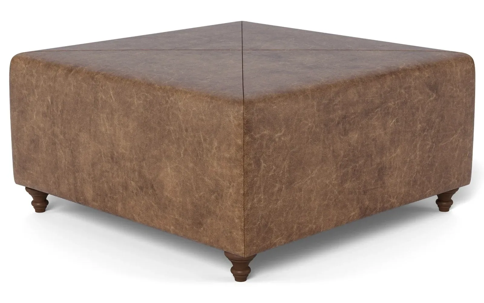 Davina Square Ottoman - Milk Chocolate, Leather