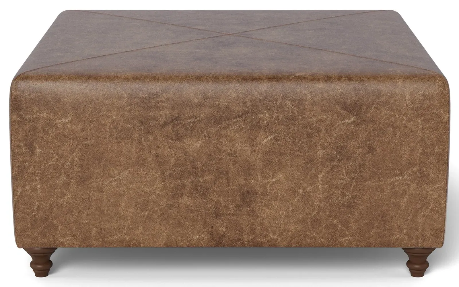 Davina Square Ottoman - Milk Chocolate, Leather