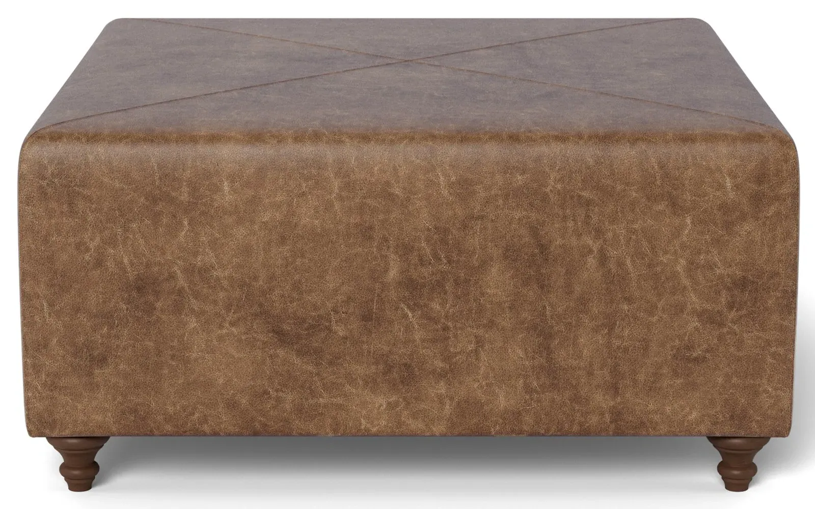 Davina Square Ottoman - Milk Chocolate, Leather