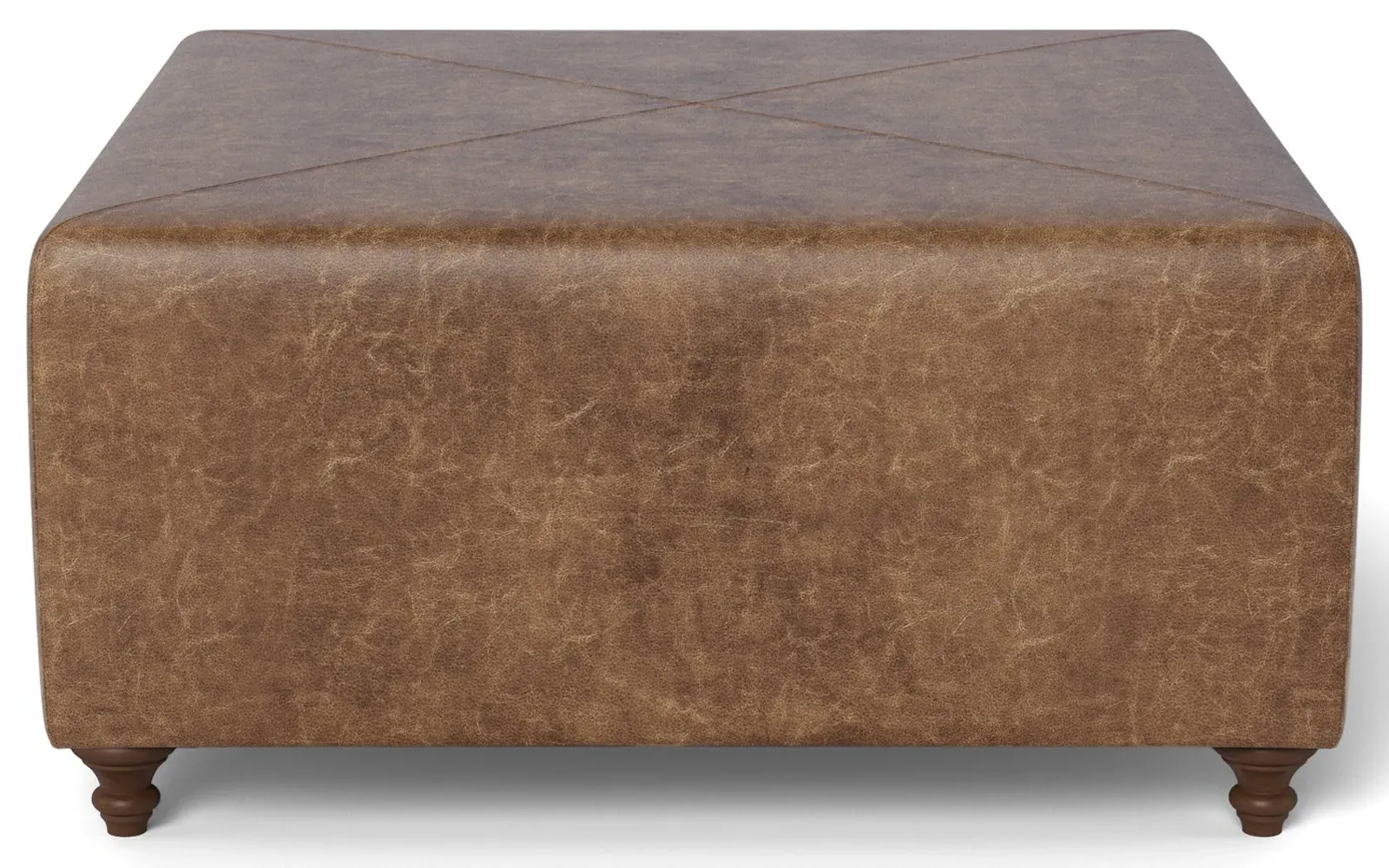 Davina Square Ottoman - Milk Chocolate, Leather