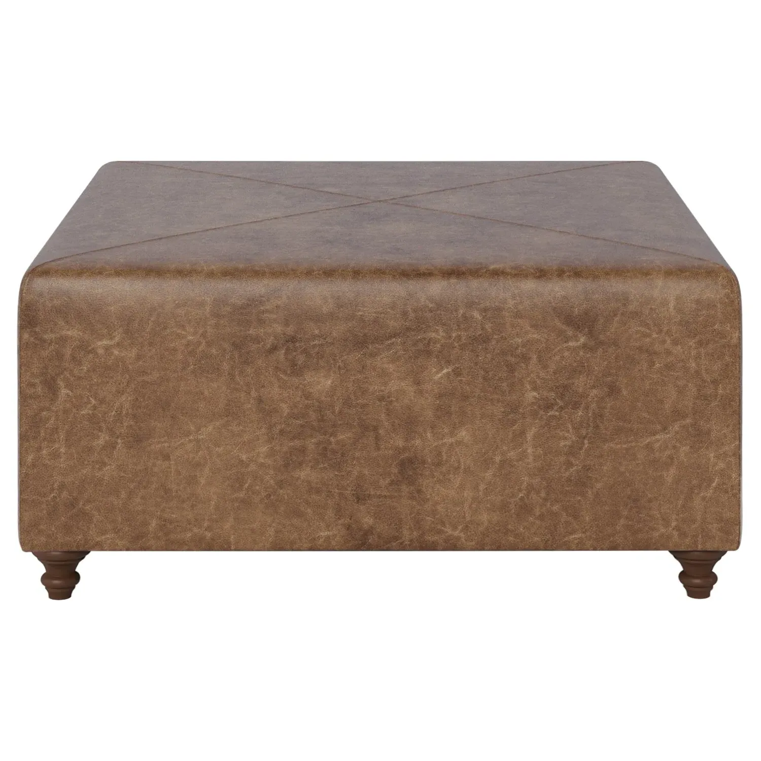 Davina Square Ottoman - Milk Chocolate, Leather