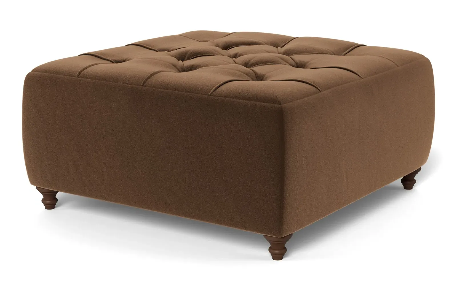 Davina Square Ottoman - Molasses, Performance Velvet