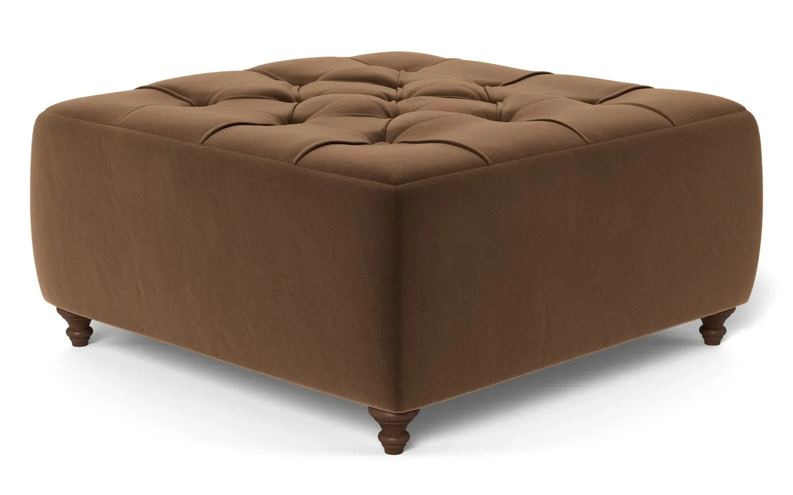 Davina Square Ottoman - Molasses, Performance Velvet