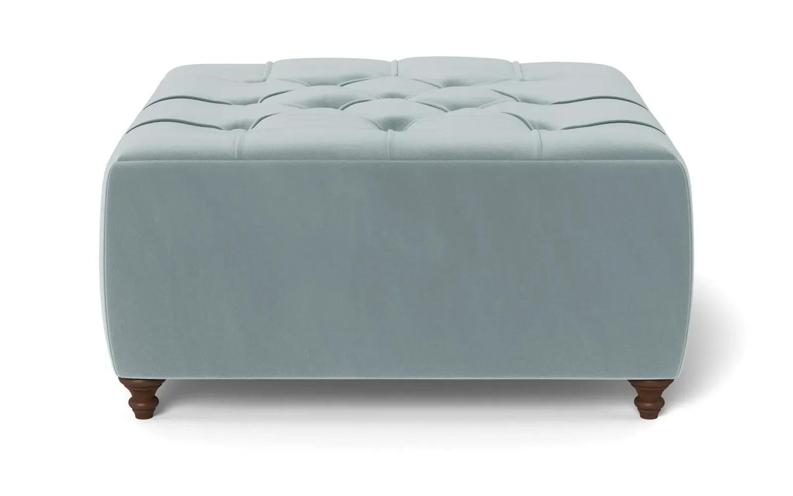 Davina Square Ottoman - Saltwater Blue, Performance Velvet