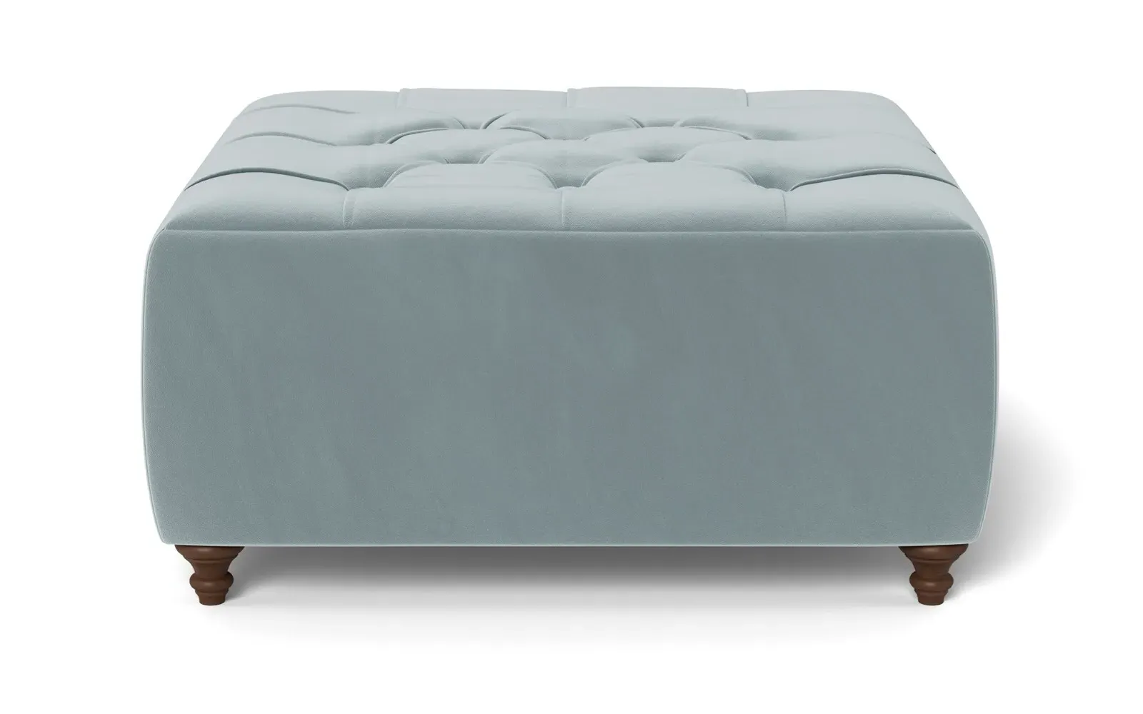 Davina Square Ottoman - Saltwater Blue, Performance Velvet