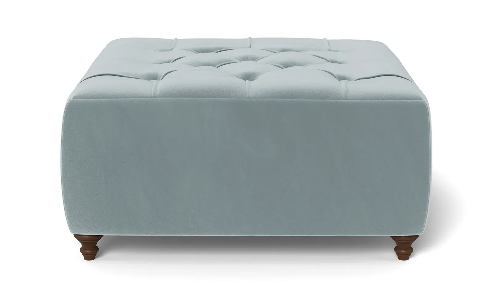 Davina Square Ottoman - Saltwater Blue, Performance Velvet