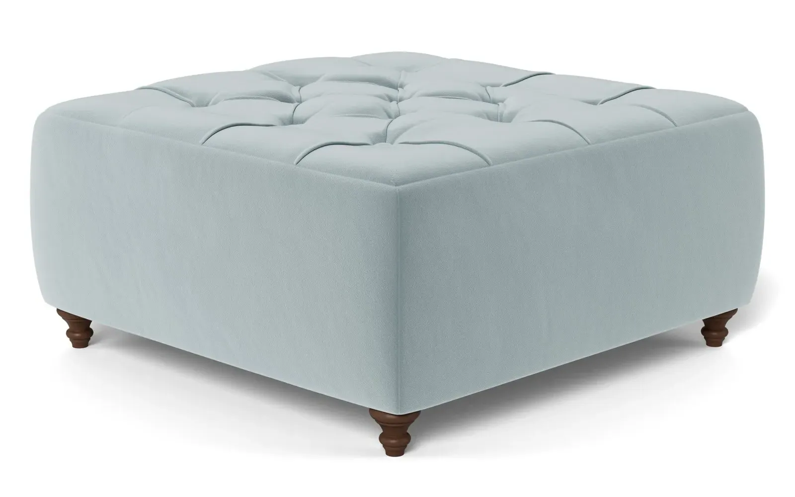 Davina Square Ottoman - Saltwater Blue, Performance Velvet