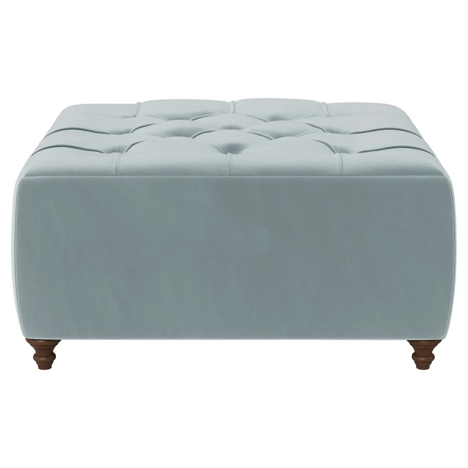 Davina Square Ottoman - Saltwater Blue, Performance Velvet