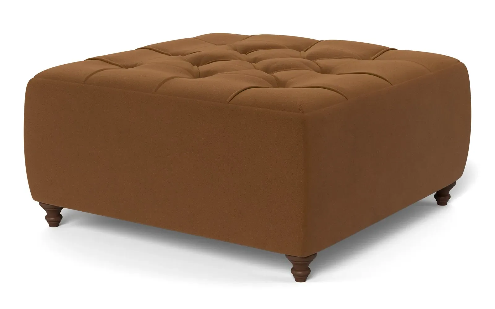 Davina Square Ottoman - Spice, Performance Velvet