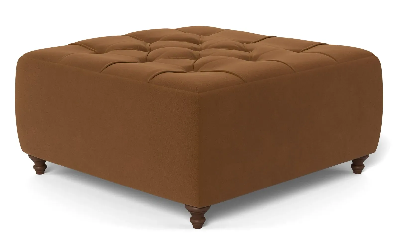 Davina Square Ottoman - Spice, Performance Velvet