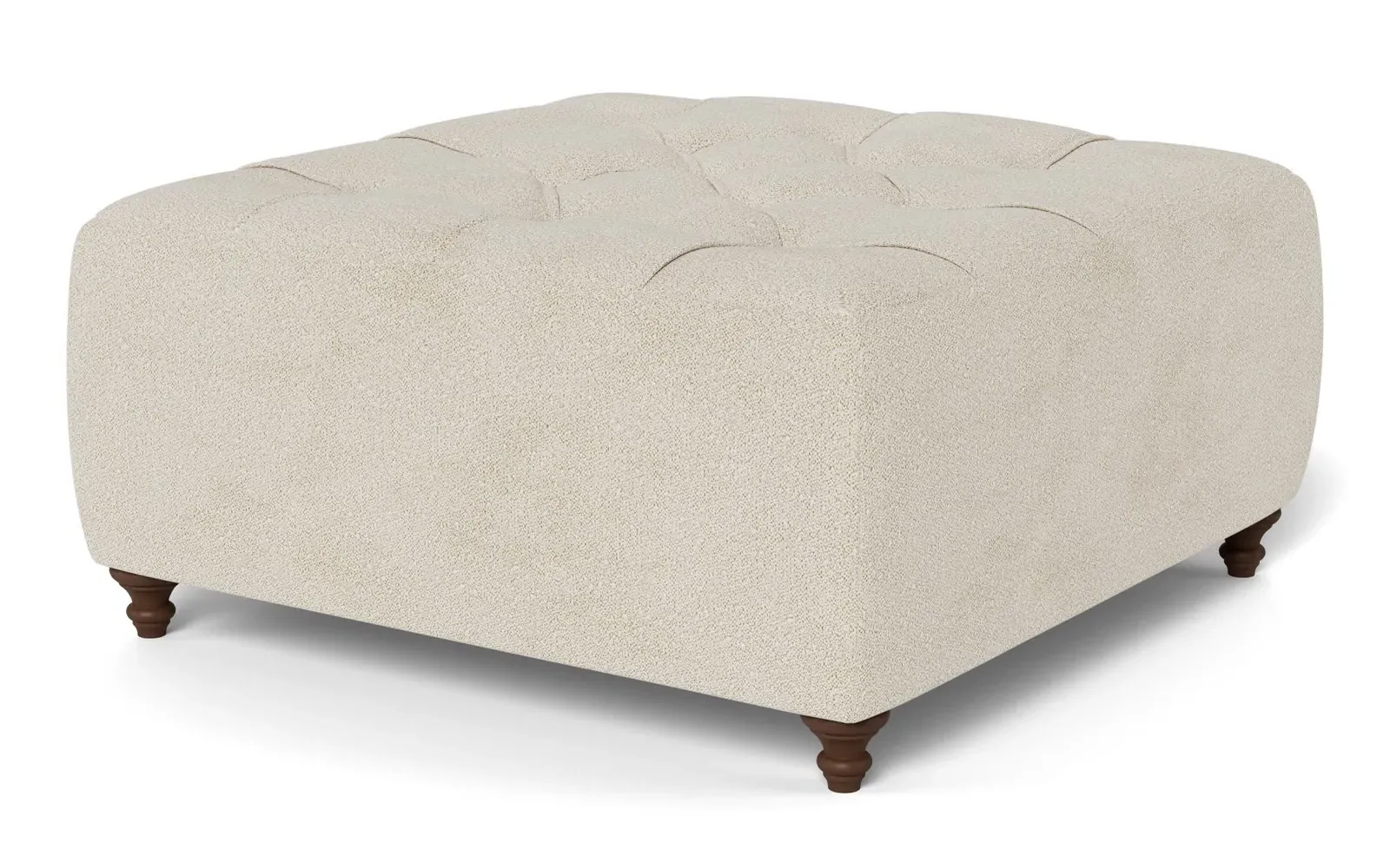 Davina Square Ottoman - Sugar Cookie, Boucle