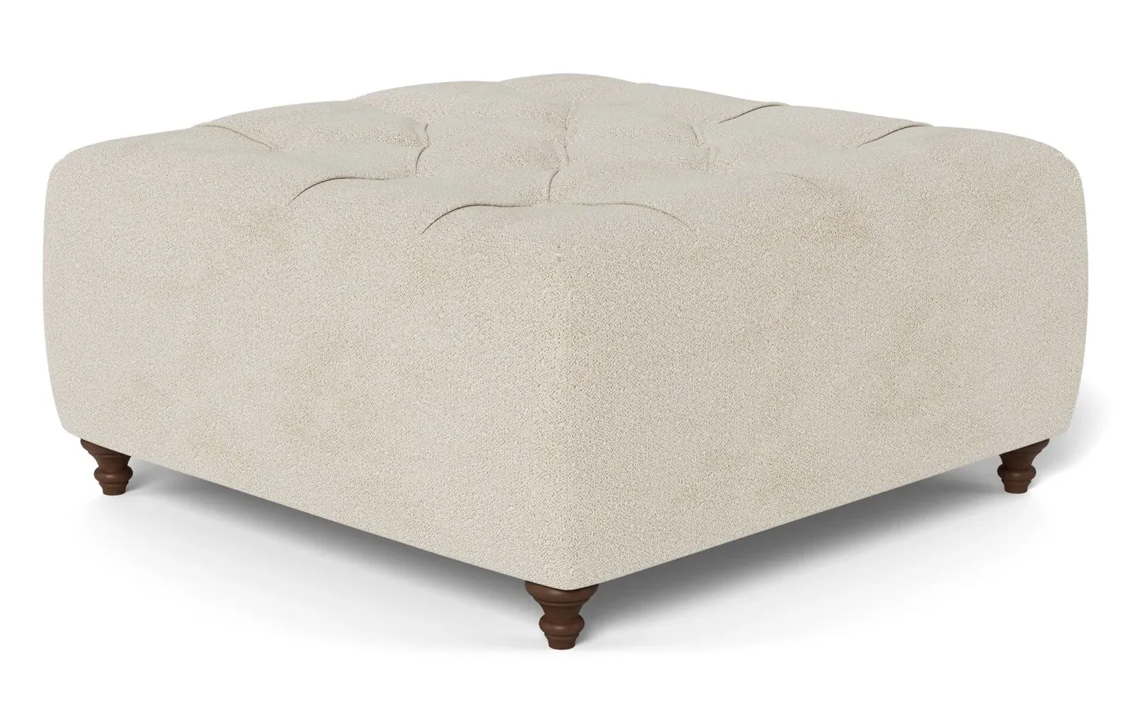 Davina Square Ottoman - Sugar Cookie, Boucle