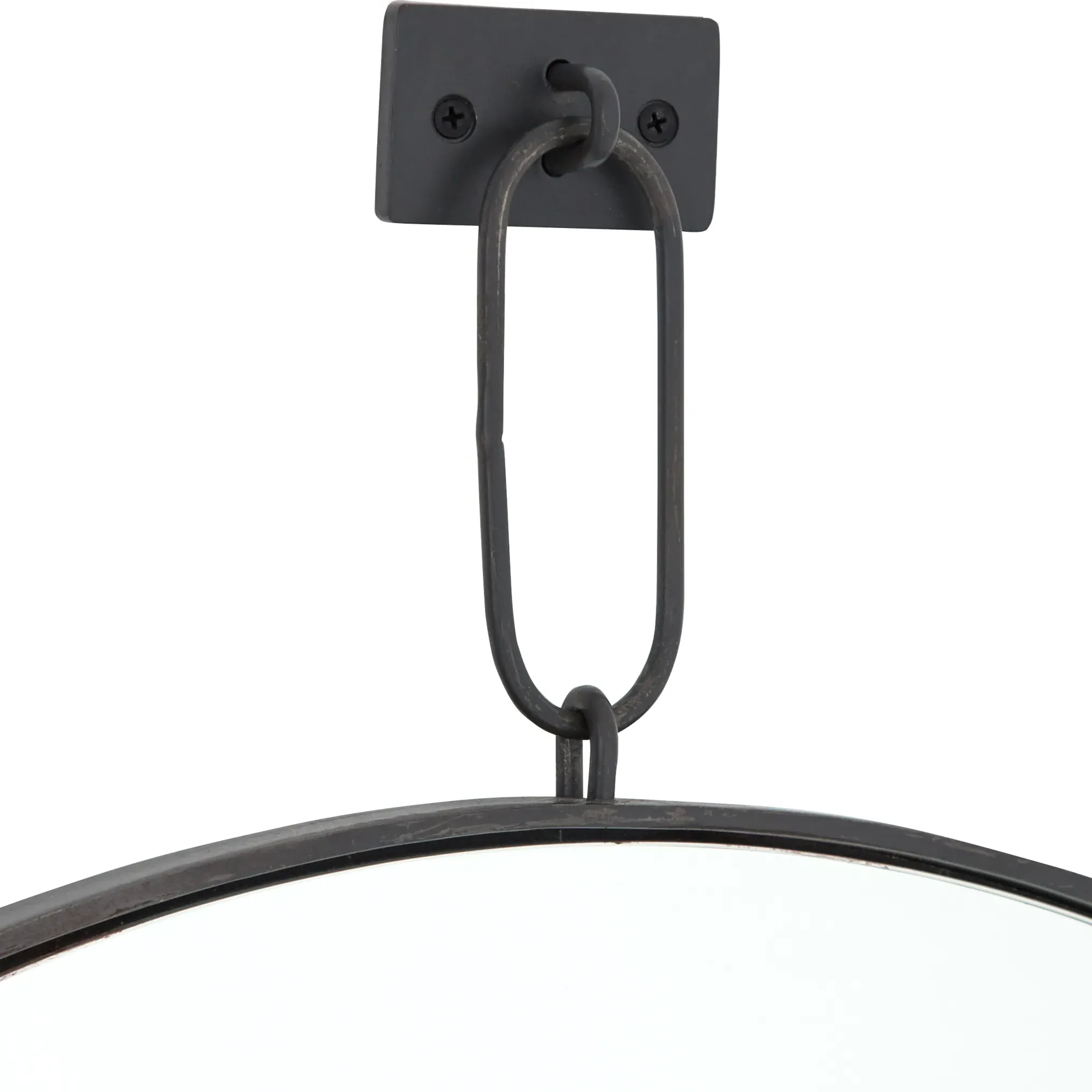 Dawes Round Pendant Wall Mirror - Black, Iron