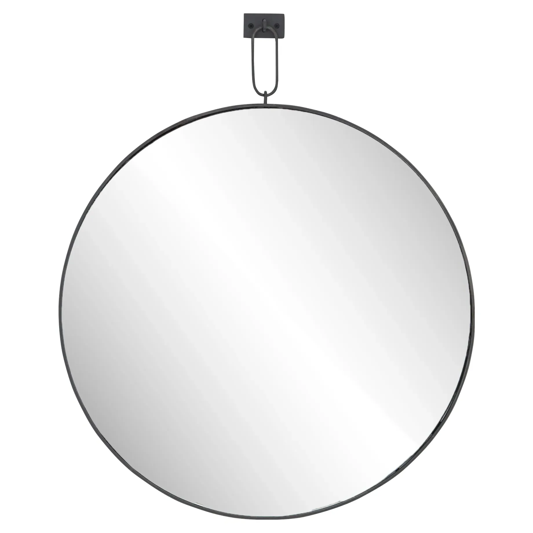Dawes Round Pendant Wall Mirror - Black, Iron image