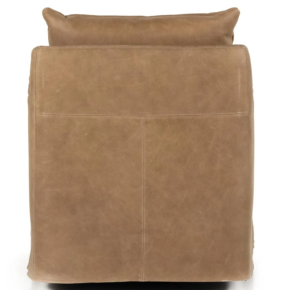 Dayana Swivel Arm Chair - Brown, Leather