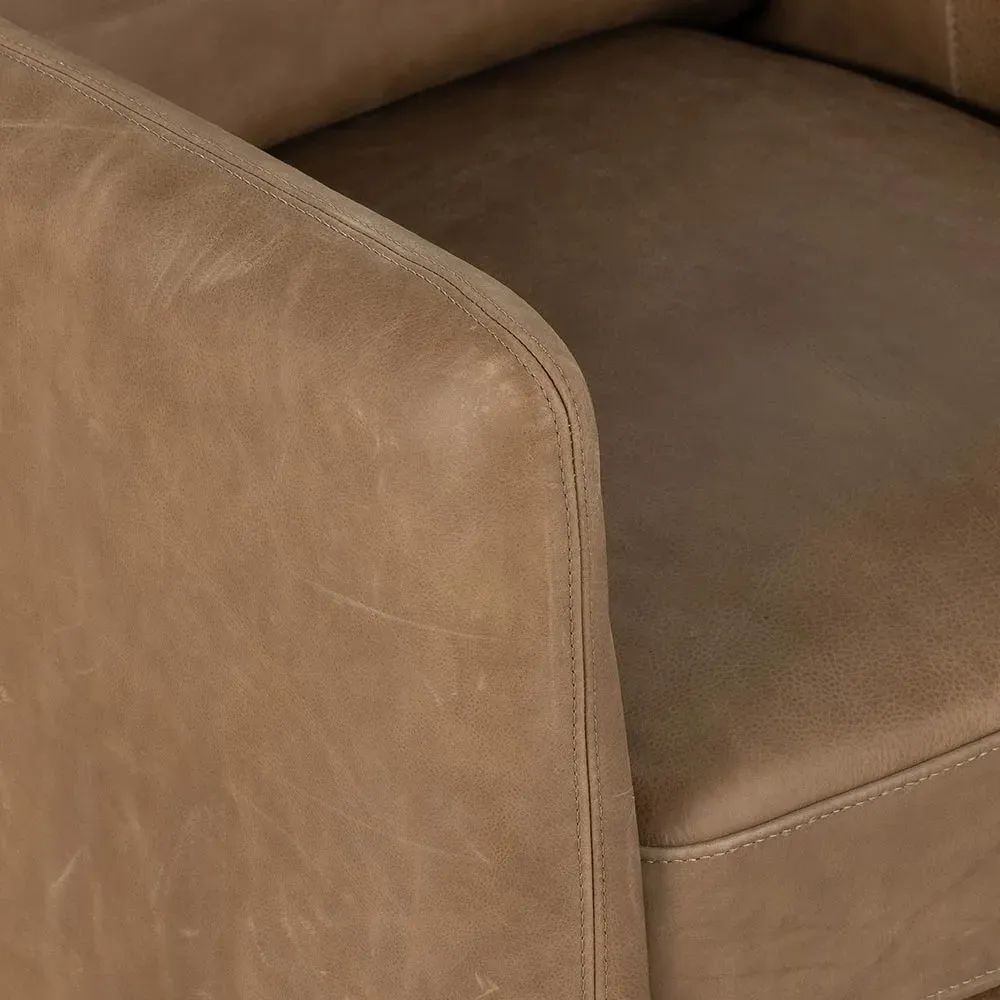 Dayana Swivel Arm Chair - Brown, Leather