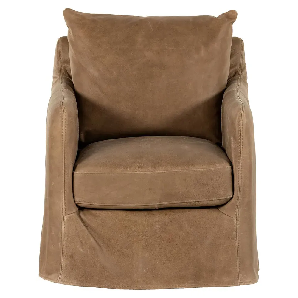 Dayana Swivel Arm Chair - Brown, Leather image