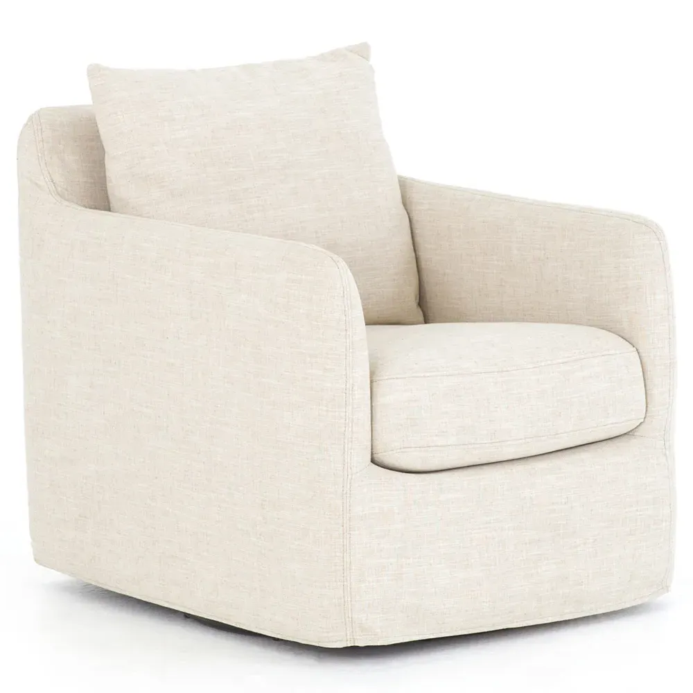 Dayana Swivel Arm Chair - Ivory, Eucalyptus Plywood