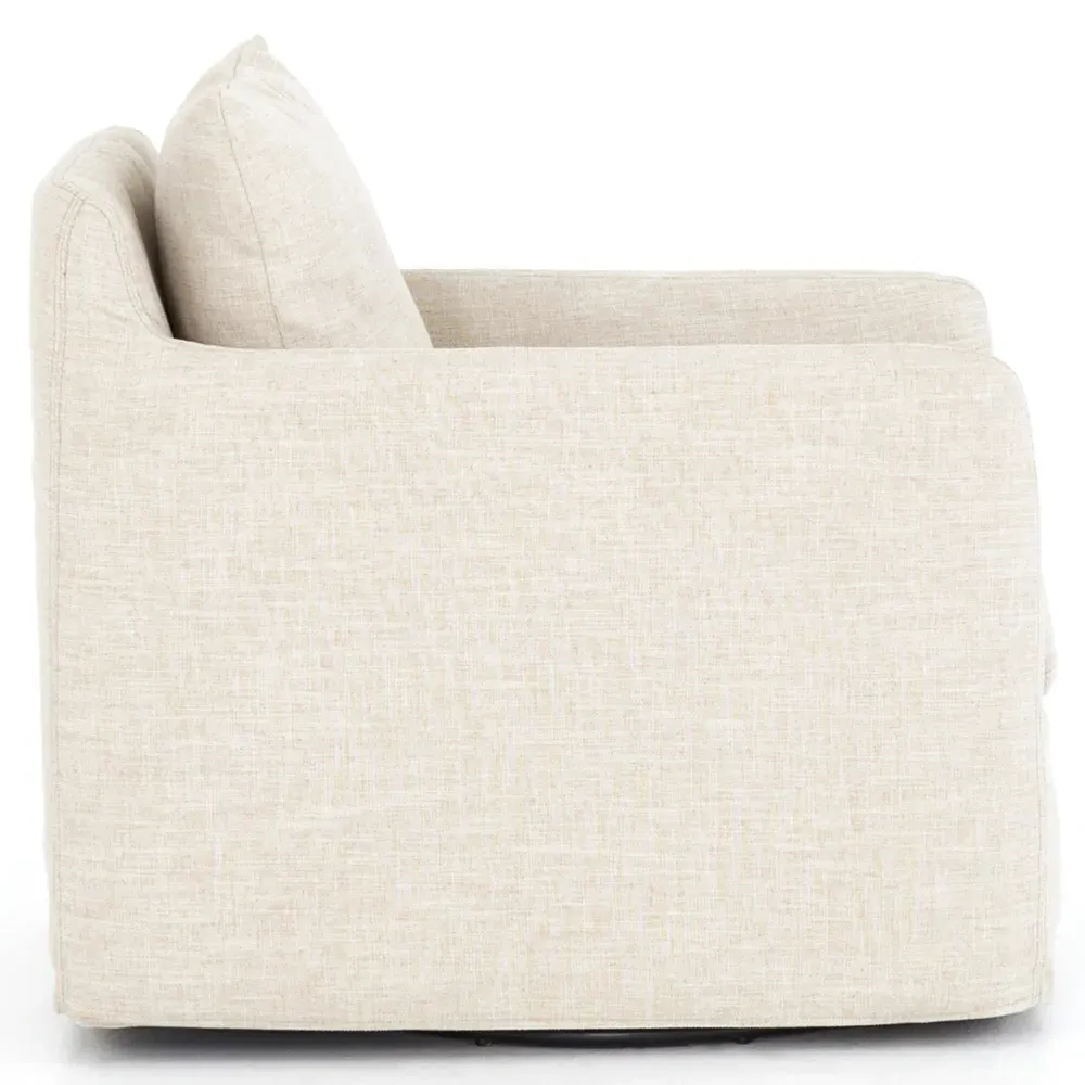 Dayana Swivel Arm Chair - Ivory, Eucalyptus Plywood