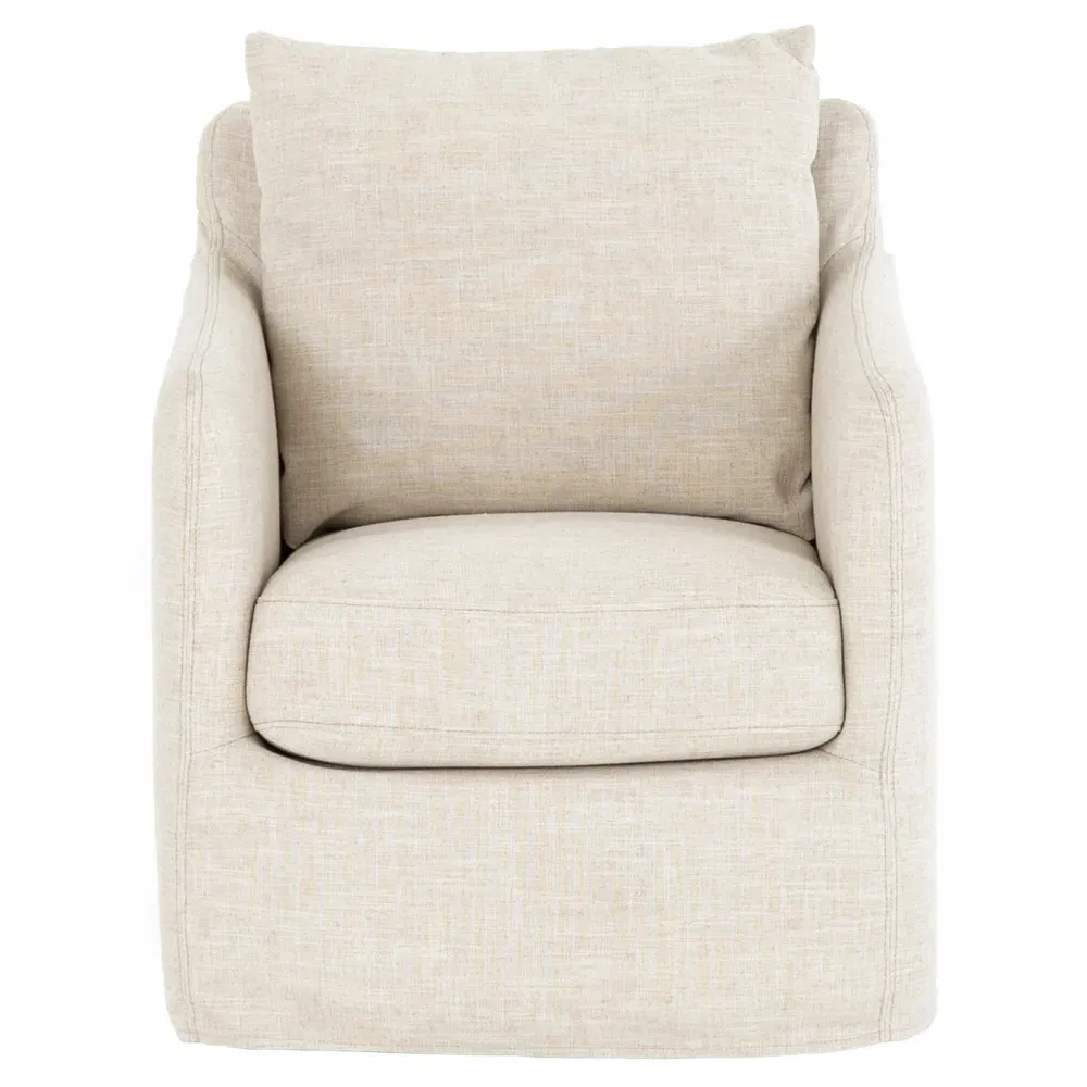 Dayana Swivel Arm Chair - Ivory, Eucalyptus Plywood image