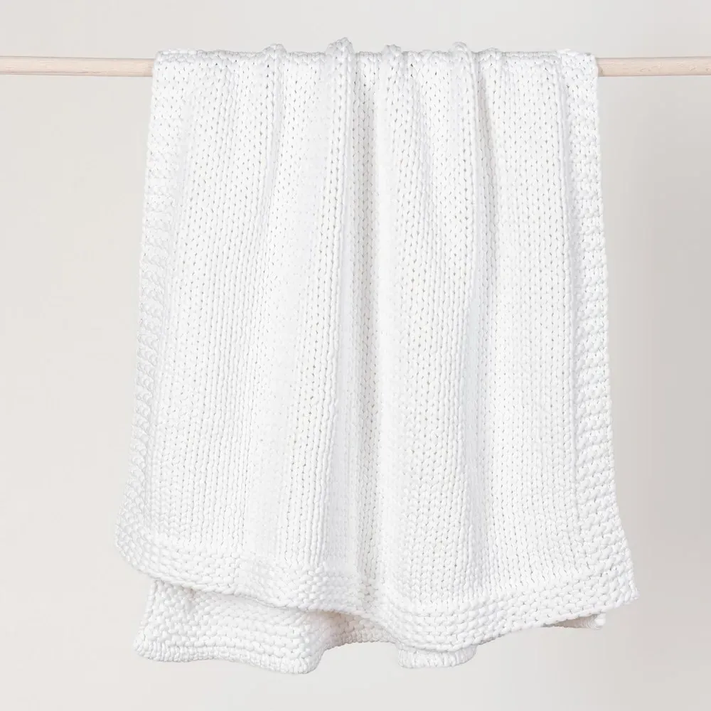 Dayna Throw Blanket - White, Cotton
