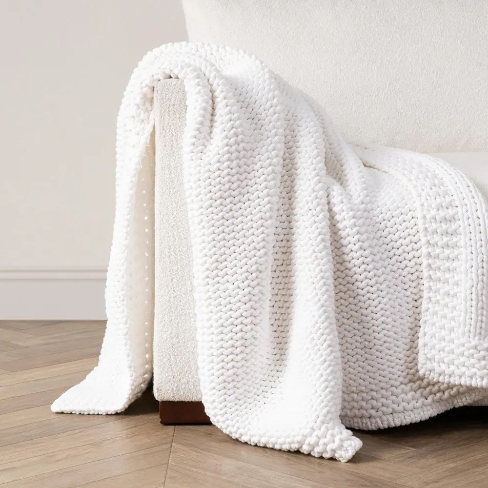 Dayna Throw Blanket - White, Cotton
