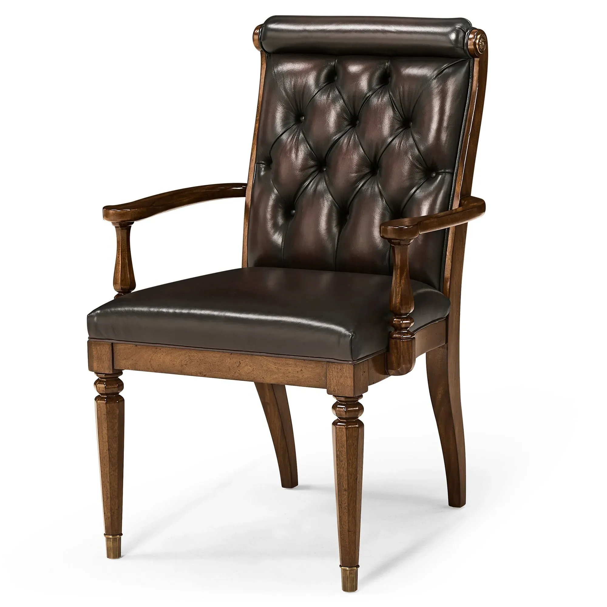 Dean Tufted Dining Arm Chair - Brown, Mahogany