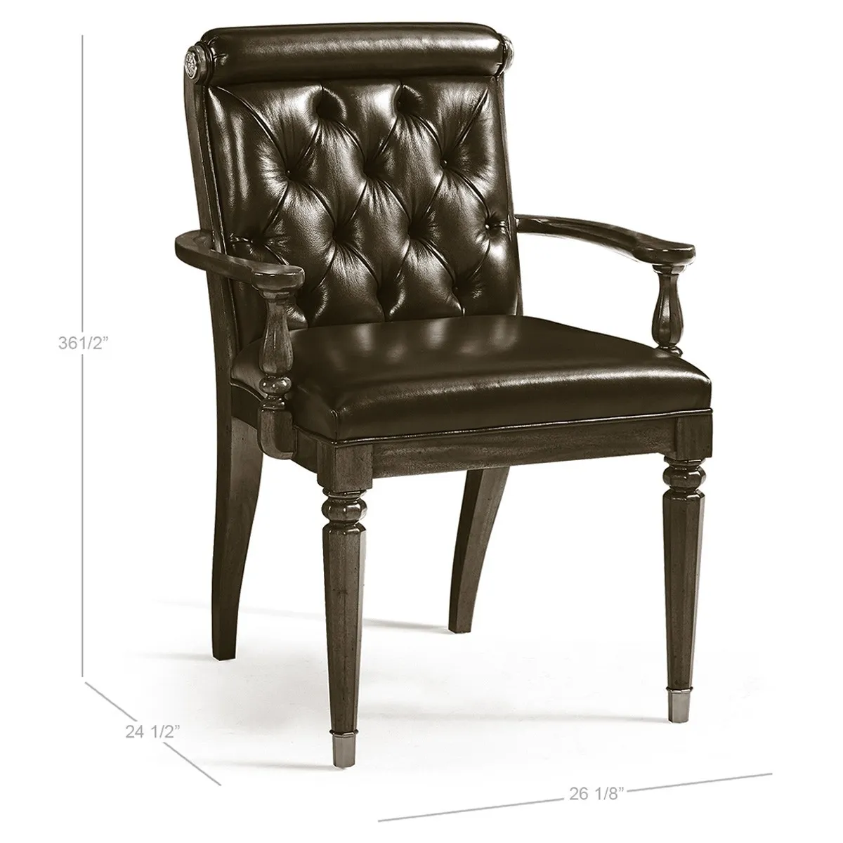 Dean Tufted Dining Arm Chair - Brown, Mahogany