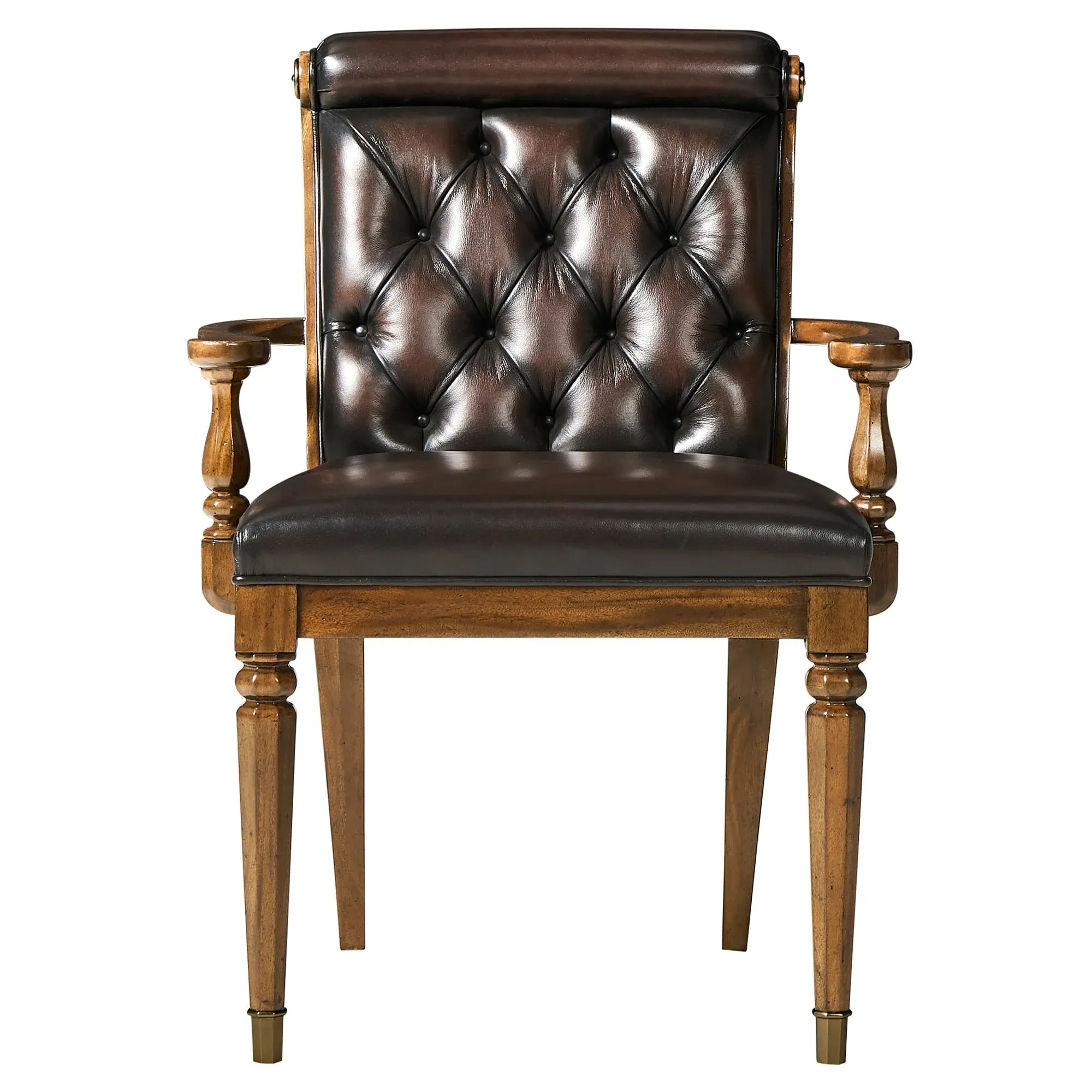 Dean Tufted Dining Arm Chair - Brown, Mahogany