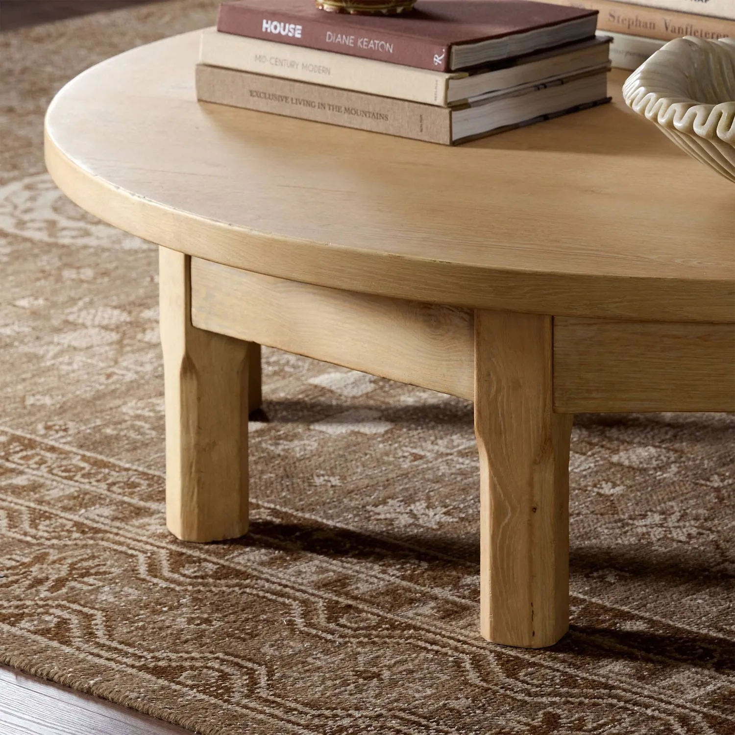 Decille Round Coffee Table - Brown, Oak
