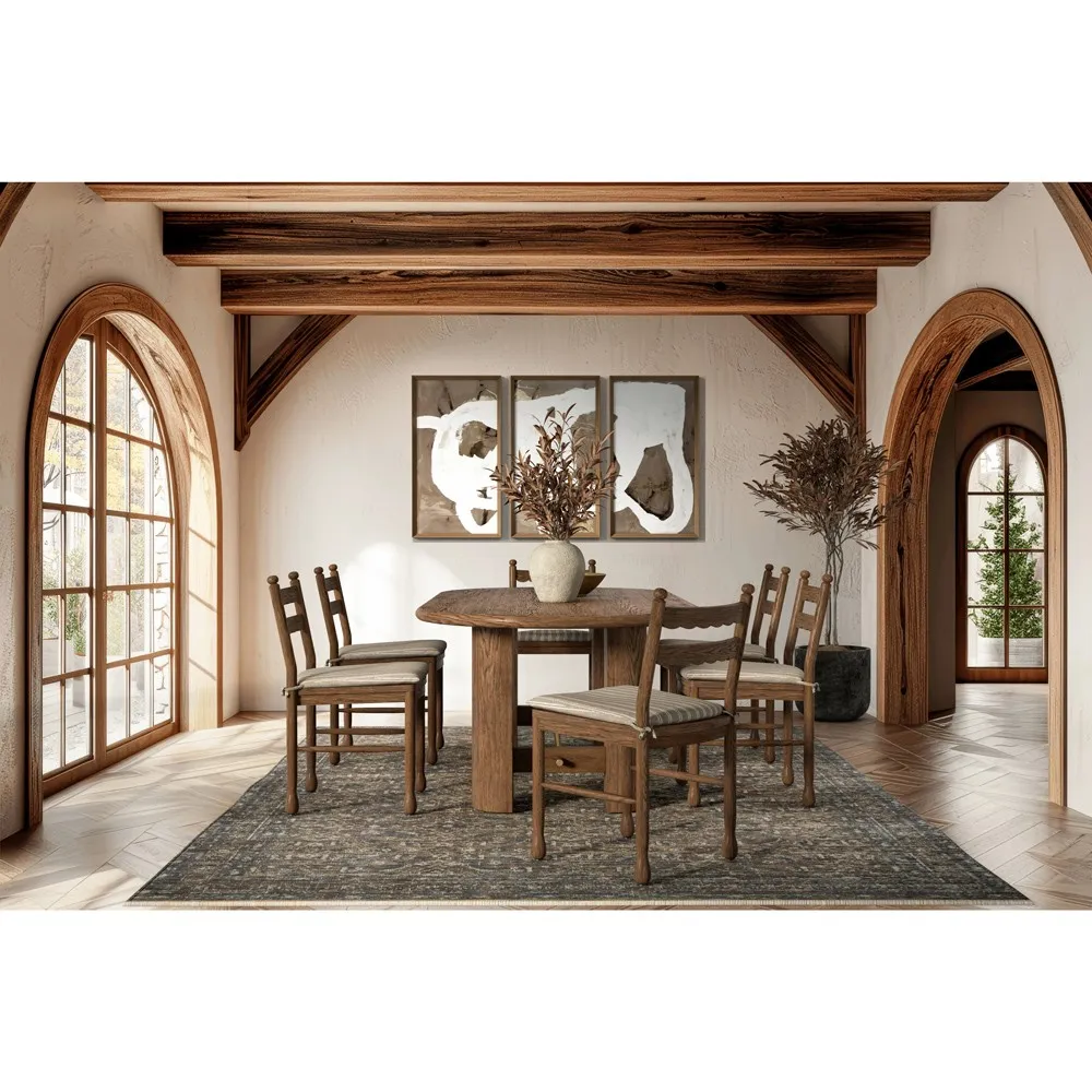 Declan Dining Chair Set of 2 - Dark Brown, Oak