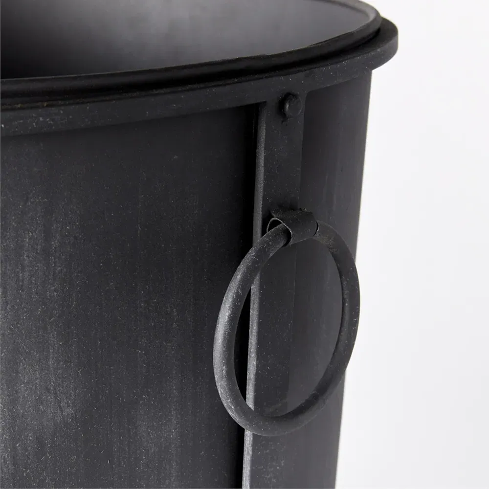 Declan Round Pot Planter Large - Black, Iron