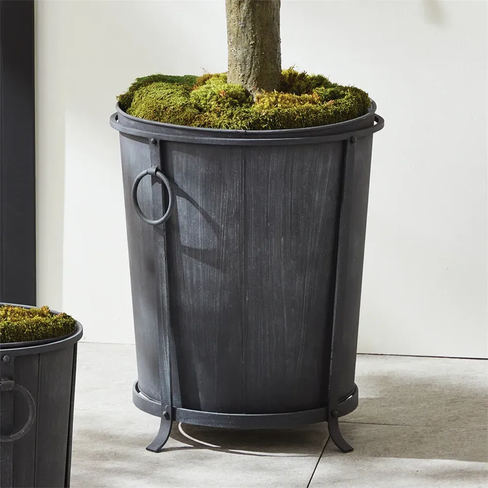 Declan Round Pot Planter Large - Black, Iron
