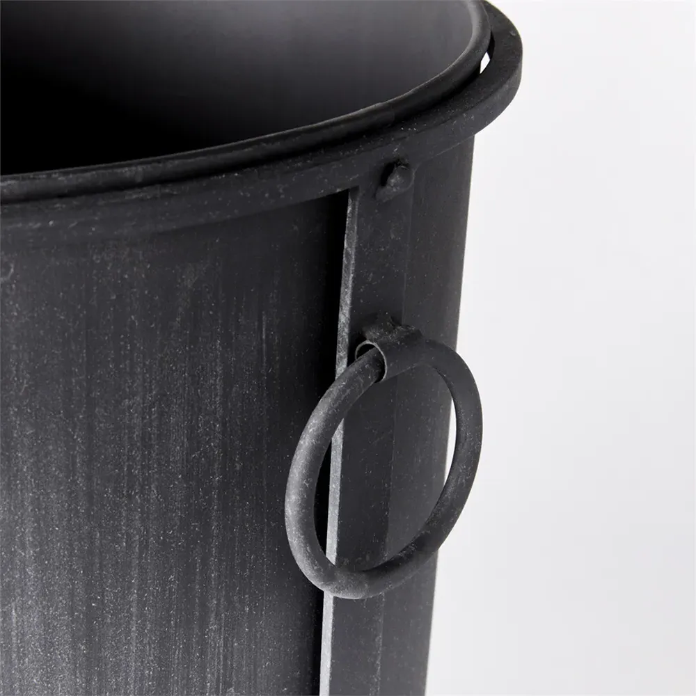 Declan Round Pot Planter Medium - Black, Iron