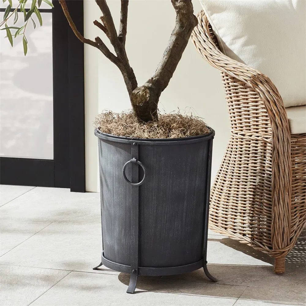 Declan Round Pot Planter Medium - Black, Iron