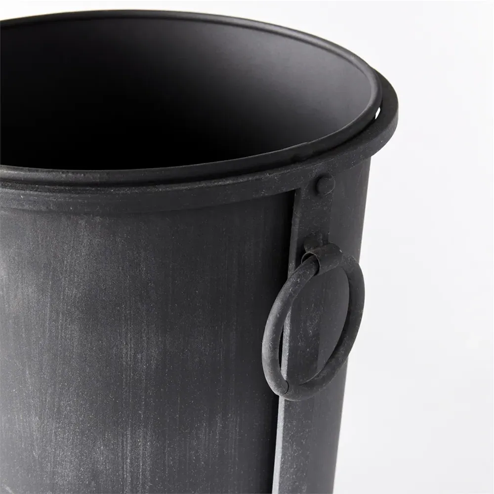 Declan Round Pot Planter Small - Black, Iron