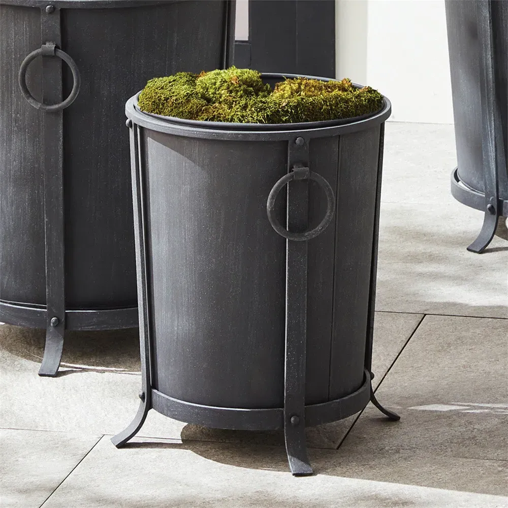 Declan Round Pot Planter Small - Black, Iron