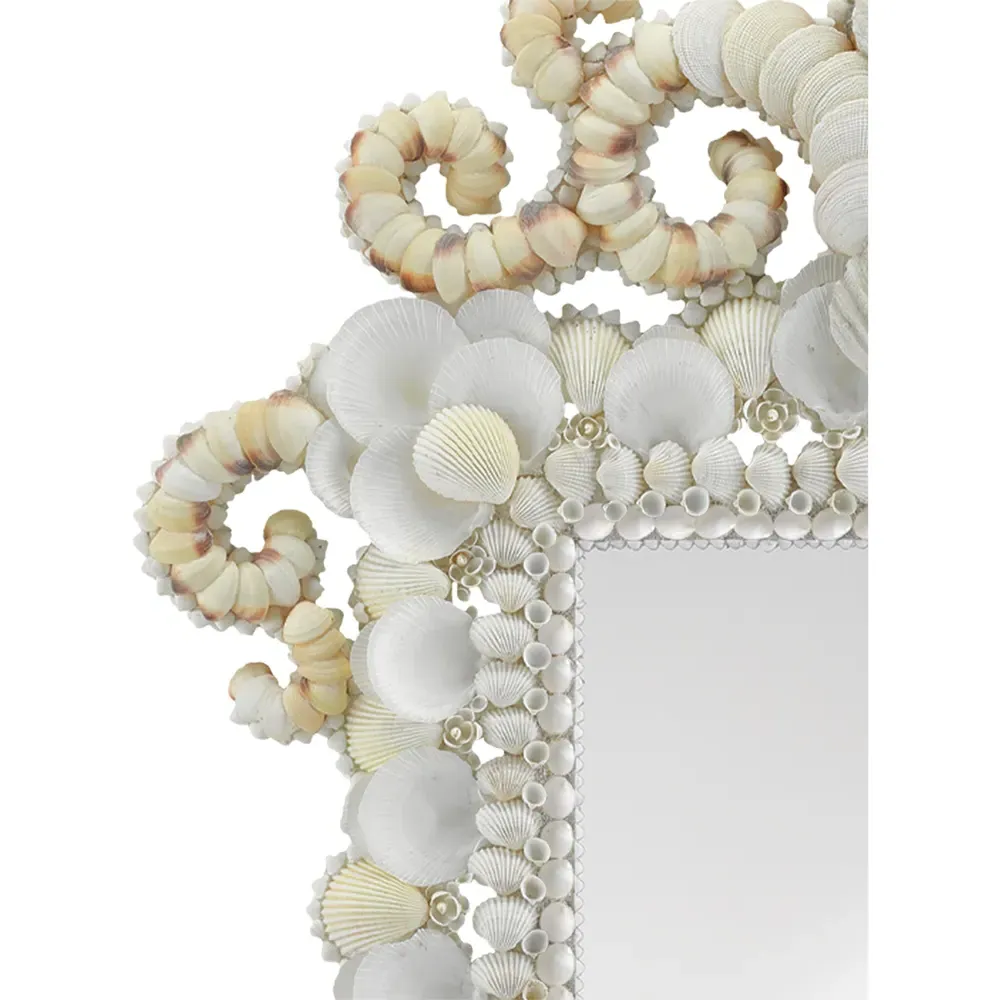 Del Mar Rectangular Wall Mirror - White, Seashell