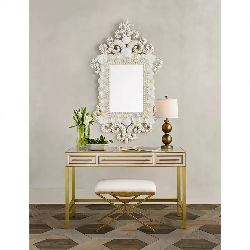 Del Mar Rectangular Wall Mirror - White, Seashell